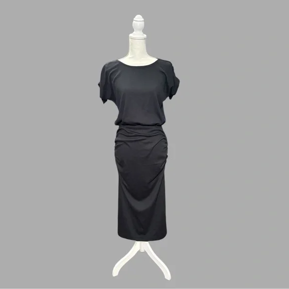 knee length dresses for ladies Black Palmira Fit & Flare Midi Dress by Michael Stars